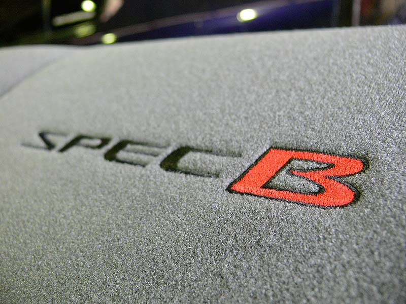 specB logo Closeup on rear seat